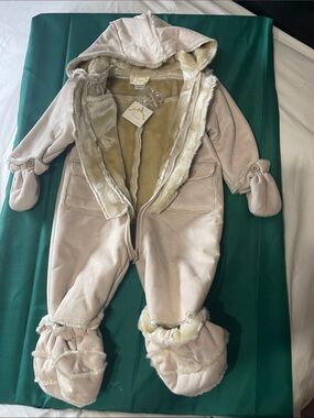 Cora Hooded One-Piece Footed Jacket in Ivory